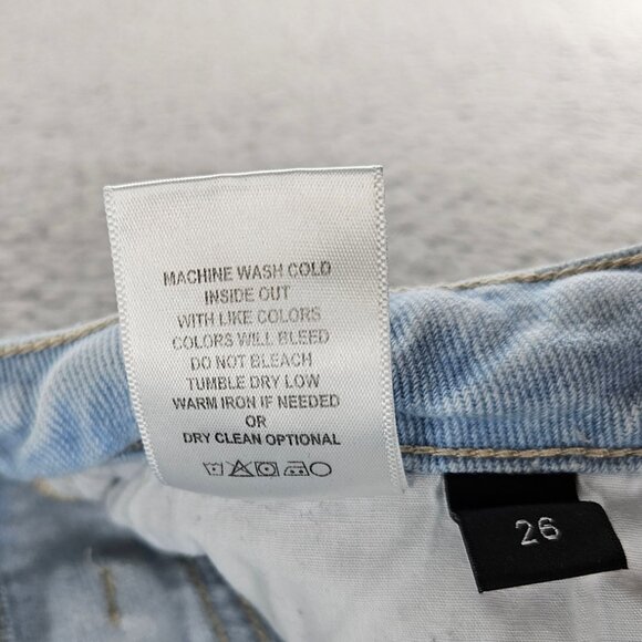 Flying Monkey Shorts Women 26 Light Wash Blue Distressed Frayed Cutoff High Rise - Picture 6 of 16